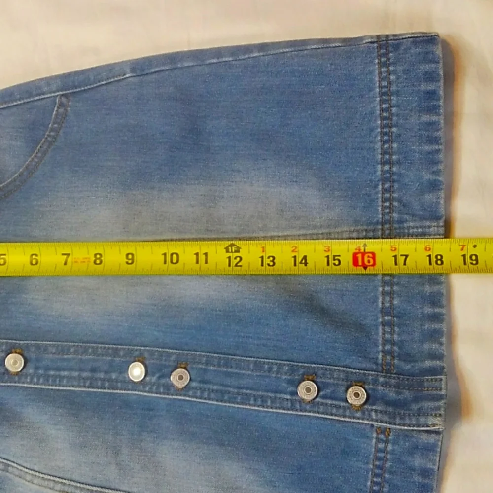 Th.reasa TRS Floral Embroidered Denim Blue Jean Skirt XL